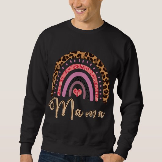 regenboogroze mama Leopard Rainbow Moeder's Trui (Voorkant)