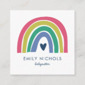 regenboogroze marine Green Boho Babysitter Vierkante Visitekaartje (Voorkant)