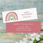 regenboogroze marine Mustard Boho Babysitter Mini Visitekaartje<br><div class="desc">Dit babysitter visitekaartje heeft een zoete regenboog met hart. Verander de kleur van de achterkant door op "Bewerken met ontwerpgereedschap" te klikken.</div>