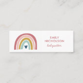 regenboogroze marine Mustard Boho Babysitter Mini Visitekaartje (Voorkant)