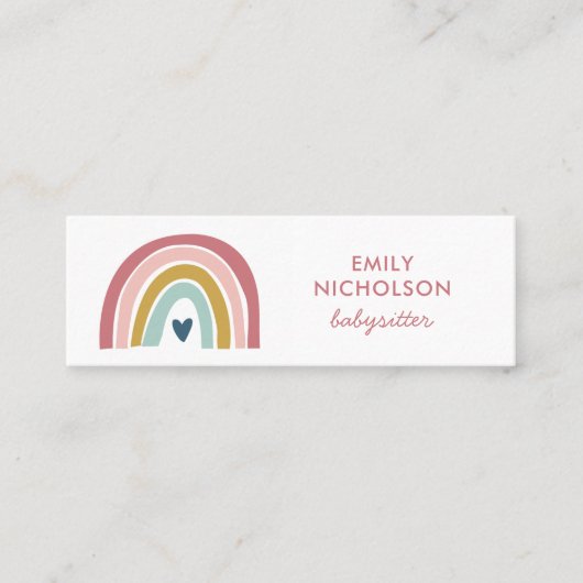  regenboogroze marine Mustard Boho Babysitter Mini Visitekaartje (Voorkant)