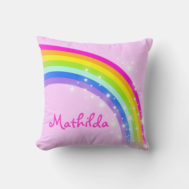 regenboogroze - meisjes noemen Mathilda kussen (Voorkant)
