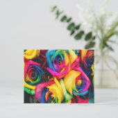 RegenboogRozen Bouquet Briefkaart (Staand voorkant)