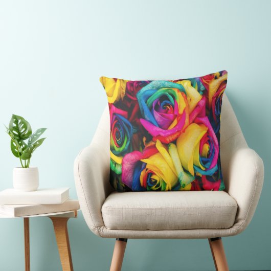 RegenboogRozen Bouquet Kussen (Stoel)