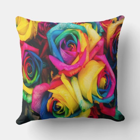 RegenboogRozen Bouquet Kussen (Achterkant)