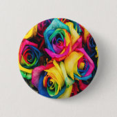RegenboogRozen Bouquet Ronde Button 5,7 Cm (Voorkant)