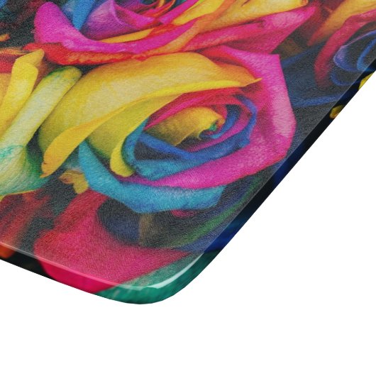 RegenboogRozen Bouquet Snijplank (Hoek)