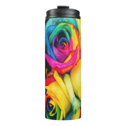 RegenboogRozen Bouquet Thermosbeker (Voorkant)