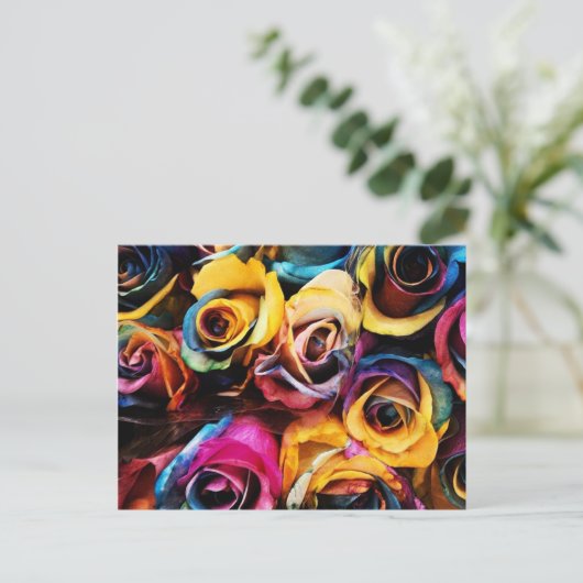 RegenboogRozen Briefkaart (Staand voorkant)