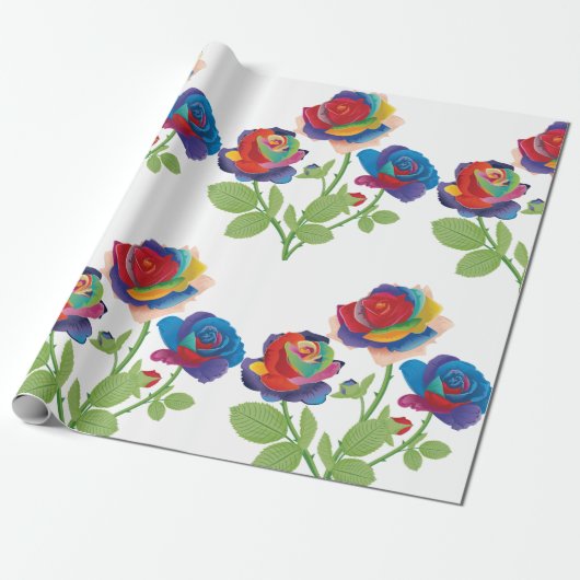 RegenboogRozen Cadeaupapier (Uitgerold)