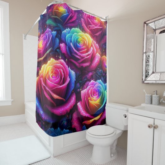 RegenboogRozen Douchegordijn (In situ)