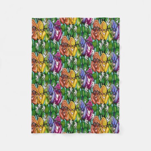 RegenboogRozen Fleece Deken (Voorkant)