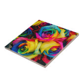 RegenboogRozen in glazige kleur Tegeltje (Zijkant)