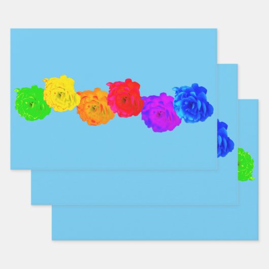 RegenboogRozen Inpakpapier Vel (Set)