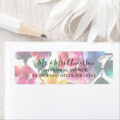 Regenboogrozen Kleurrijke Bloemige Bruiloft Etiket (Insitu)