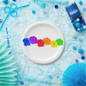 RegenboogRozen Papieren Bordje (Feest)