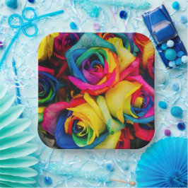 RegenboogRozen Papieren Bordje