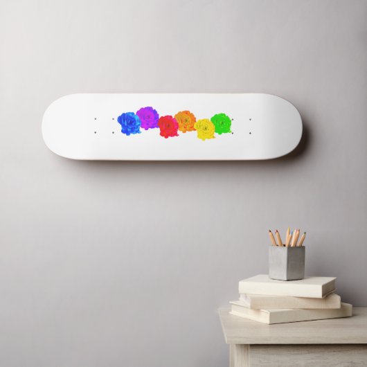 RegenboogRozen Persoonlijk Skateboard (Muurkunst (Horizontaal))