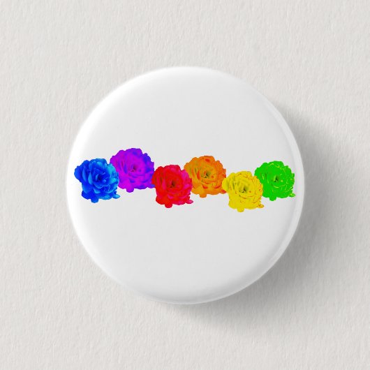 RegenboogRozen Ronde Button 3,2 Cm (Voorkant)
