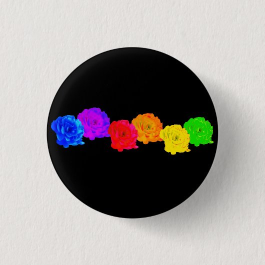 RegenboogRozen Ronde Button 3,2 Cm (Voorkant)