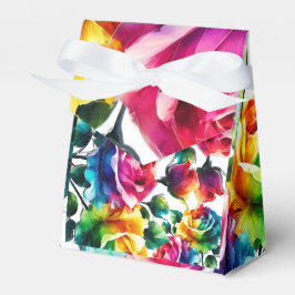 Regenboogrozen Zwart & Wit Bruiloft met Levendige  Bedankdoosjes