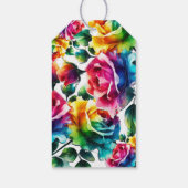 Regenboogrozen Zwart & Wit Bruiloft met Levendige  Cadeaulabel (Achterkant)