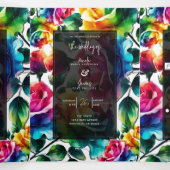 Regenboogrozen Zwart & Wit Bruiloft met Levendige Drieluik Uitnodiging (Binnenkant midden)