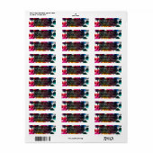 Regenboogrozen Zwart & Wit Bruiloft met Levendige  Etiket (Full Sheet)