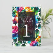 Regenboogrozen Zwart & Wit Bruiloft met Levendige Kaart (Staand voorkant)