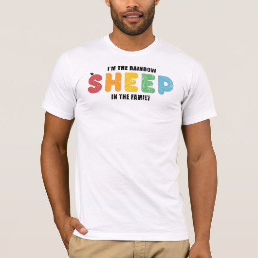 Regenboogschaap van de familie Gay Pride LGBT T-shirt (Voorkant)