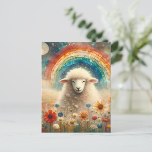 Regenboogschapen Briefkaart (Staand voorkant)