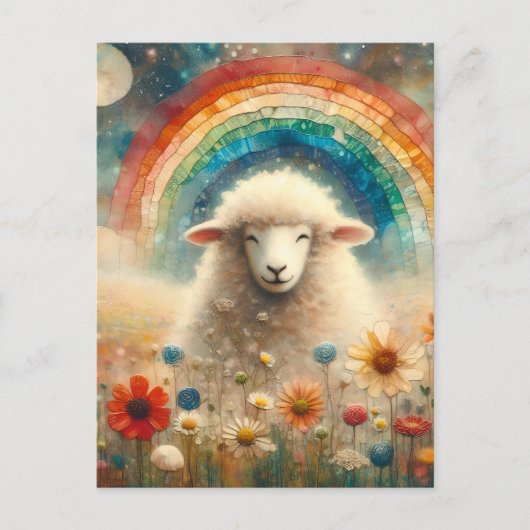 Regenboogschapen Briefkaart (Voorkant)