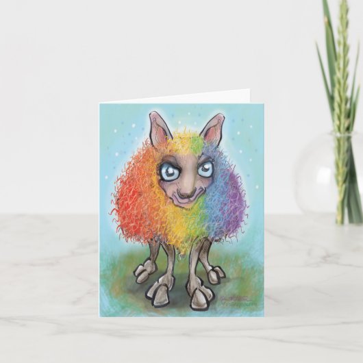Regenboogschapen Feestdagen Kaart (Voorkant)