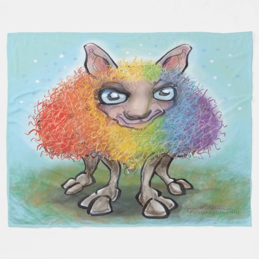 Regenboogschapen Fleece Deken (Voorkant (Horizontaal))