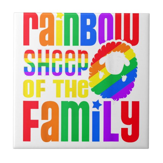 Regenboogschapen van de familie LGBT Pride Tegeltje (Voorkant)
