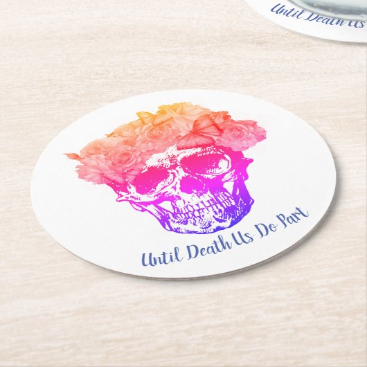 Regenboogschedel Ronde Kartonnen Onderzetter (Gebogen)