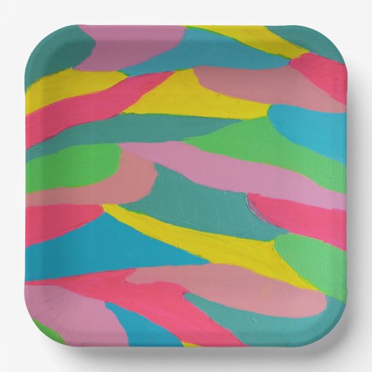 Regenboogscheuren Abstract Papieren Bordje (Voorkant)