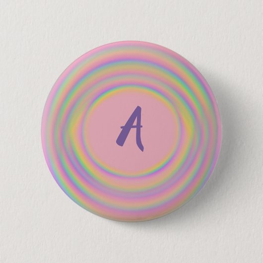Regenboogscheuren met monogram ronde button 5,7 cm (Voorkant)