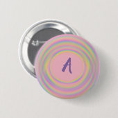 Regenboogscheuren met monogram ronde button 5,7 cm (Voorkant /achterkant)