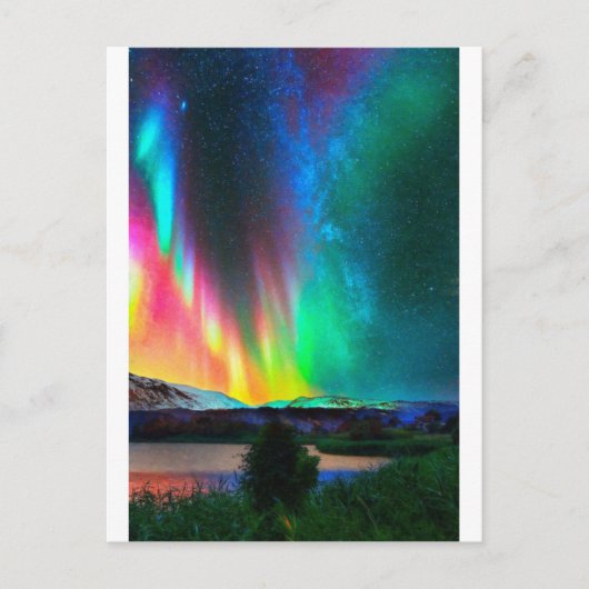 regenboogschieten Aurora Borealis kunst2 Briefkaart (Voorkant)