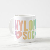 Regenboogschieten met blauwgroen hakken koffiemok (Voorkant links)