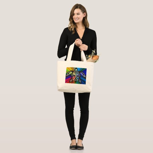 Regenboogschildpad Grote Tote Bag (Voorkant (model))