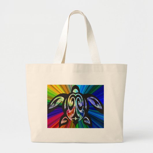 Regenboogschildpad Grote Tote Bag (Voorkant)