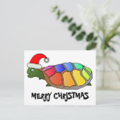 Regenboogschildpad met Santa Hat Feestdagenkaart (Staand voorkant)