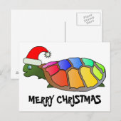 Regenboogschildpad met Santa Hat Feestdagenkaart (Voorkant / Achterkant)