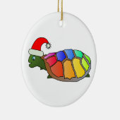 Regenboogschildpad met Santa Hat Keramisch Ornament (Rechts)