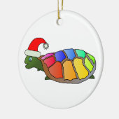 Regenboogschildpad met Santa Hat Keramisch Ornament (Links)
