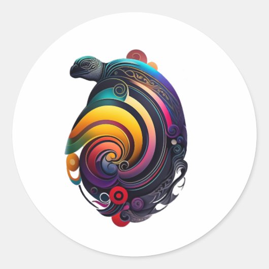 Regenboogschildpad Ronde Sticker (Voorkant)