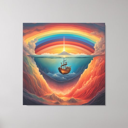 Regenboogschip AI-kunst Canvas Afdruk (Voorkant)