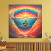 Regenboogschip AI-kunst Canvas Afdruk (Insitu (Woonkamer))
